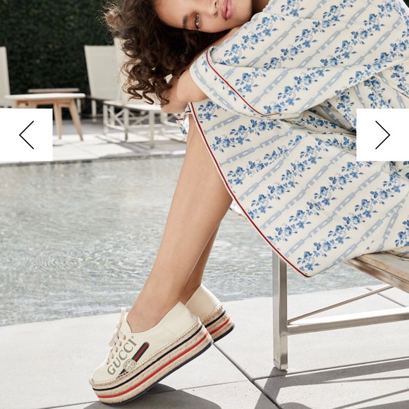 Lilibeth Gucci Printed Fabric Flatform Espadrille - Picture 2 of 13